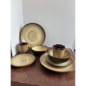 Sango Nova Brown 4933 2 Place Settings  Dinner, Salad Plates, Bowls, Cups = 8pc